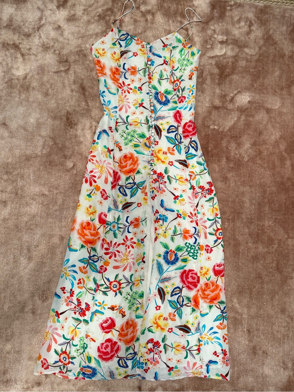 All things mochi Floral Spaghetti-Strap dress in White with Multicolor Print